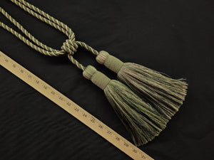 Tieback, Large Double 9" Tassels in Olive & Taupe