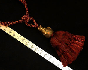 Tieback, Single 9" Tassel in Deep Ruby Red & Gold