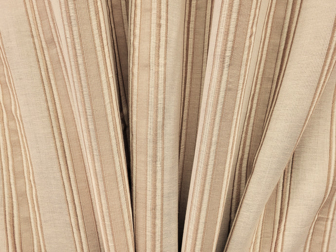 Discount Fabric OPEN WEAVE DRAPERY Antique Gold, Light Taupe & Ivory Stripe