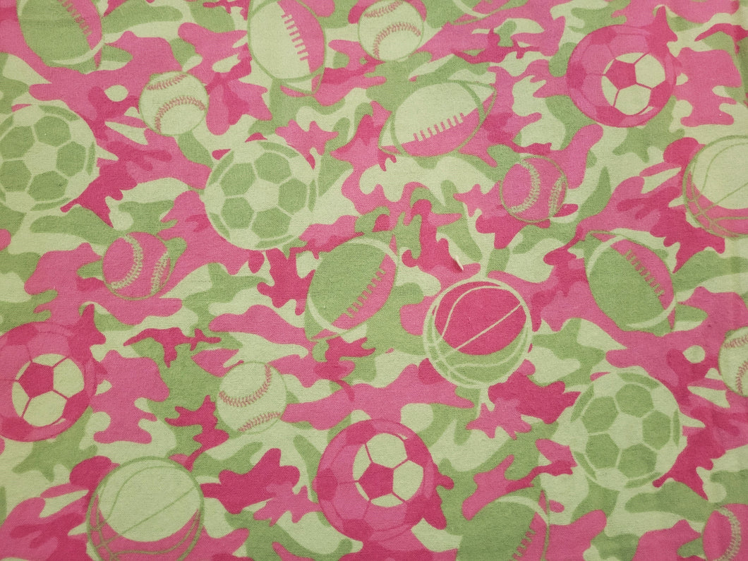 Sport Green & Pink Camouflage Double Napped Flannel