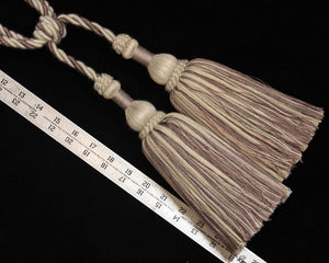 Tieback, 9 1/2" Double Tassel in Lavender & Ivory