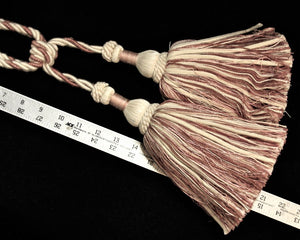 Tieback, 9 1/2" Double Tassel in Rose & Ivory