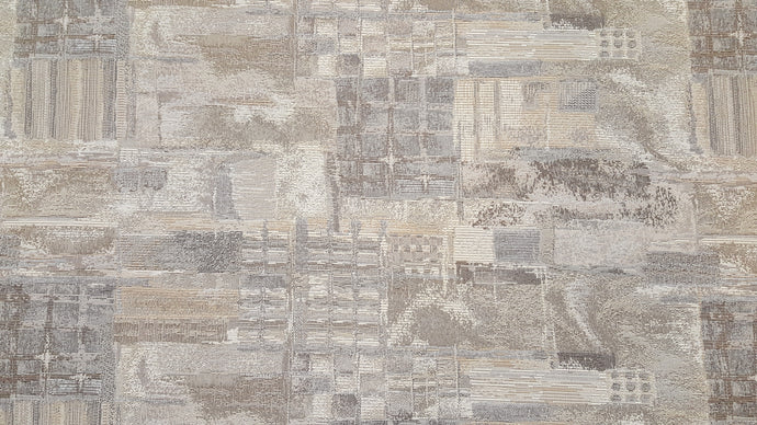 Discount Fabric JACQUARD Gold, Cream & Gray Abstract Upholstery