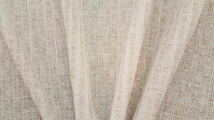 Discount Fabric OPEN WEAVE DRAPERY Gold & Ivory Flax Stripe
