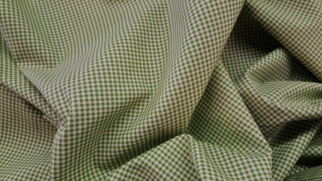 Discount Fabric DRAPERY Green & Ivory Check
