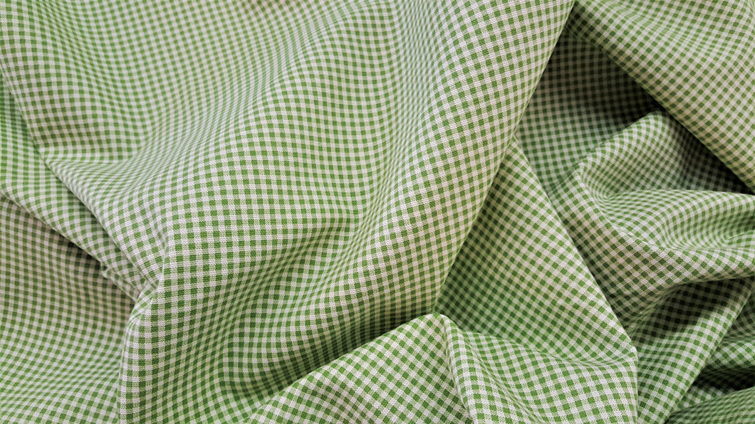 Discount Fabric DRAPERY Spring Green & Ivory Check