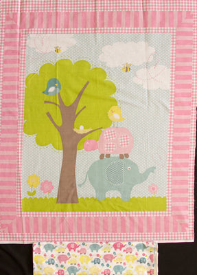Elephant 100% Cotton Baby Panel & Coordinating Elephant/Turtle Backing Fabric