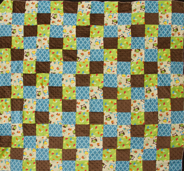 Bright Owl Patchwork Flannel Children's Quilt Top Fabric