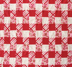 Red & Pink Patchwork 100% Cotton Fabric