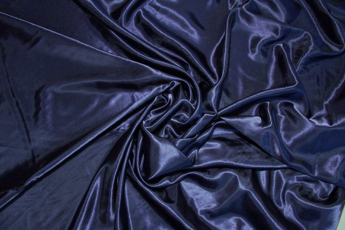 Navy Charmeuse Satin - WHOLESALE FABRIC - 15 Yard Bolt