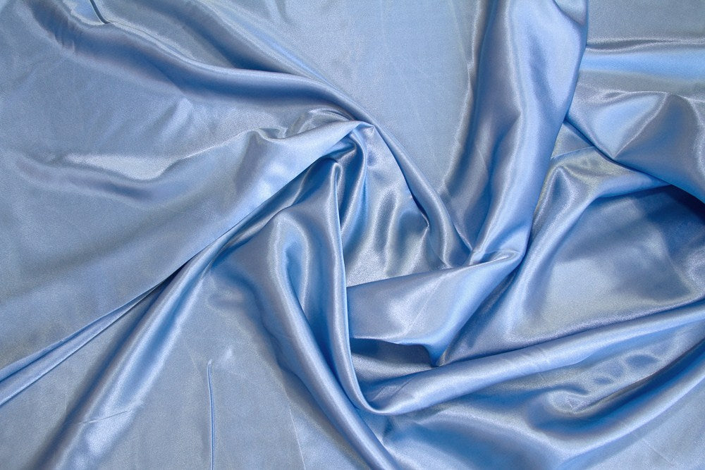 Sky Blue Charmeuse Satin - WHOLESALE FABRIC - 15 Yard Bolt