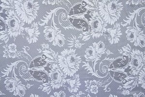 Discount Fabric LACE White Large Floral Curtain & Tablecloth