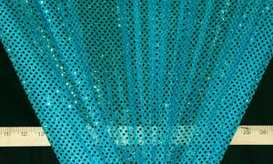 Turquoise Dot Sequin Knit - WHOLESALE FABRIC - 12 Yard Bolt
