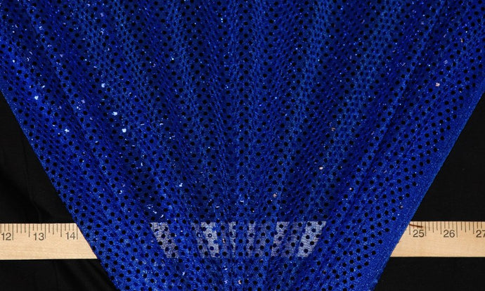 Royal Blue Dot Sequin Knit - WHOLESALE FABRIC - 12 Yard Bolt