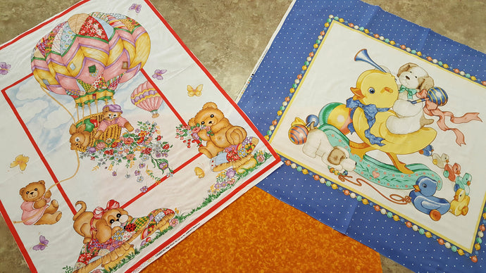 Sky High Baby Panel / Just Ducky Baby Panel & Coordinating Copper Backing Fabric Kit