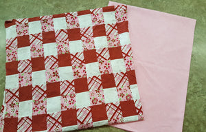 Red & Pink Patchwork & Coordinating Pink Backing Fabric Kit