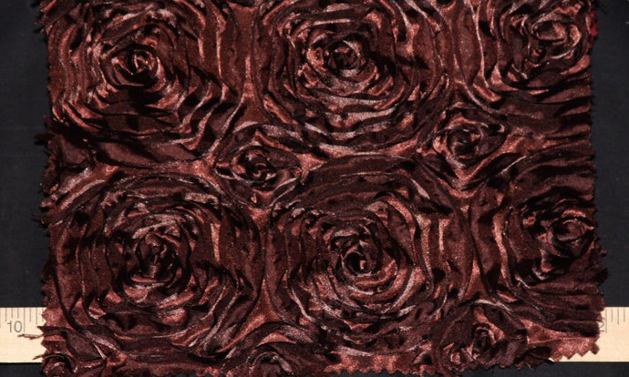 Chocolate Brown Rosette Taffeta Fabric