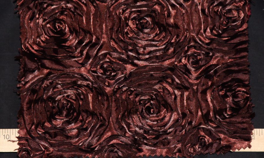 Chocolate Brown Rosette Satin Fabric