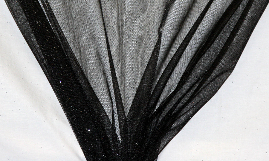 Black Sparkle Glitter Tulle Fabric