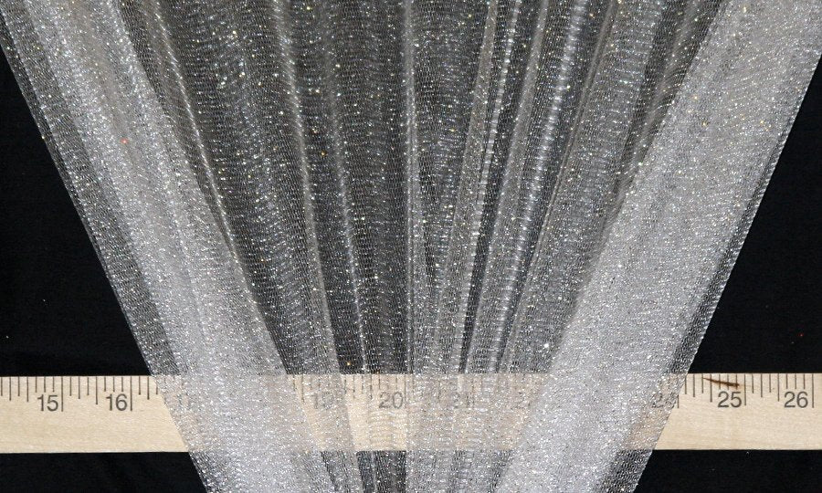 White Sparkle Glitter Tulle - WHOLESALE FABRIC - 15 Yard Bolt