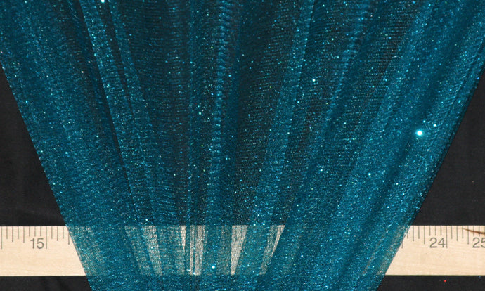 Teal Sparkle Glitter Tulle Fabric