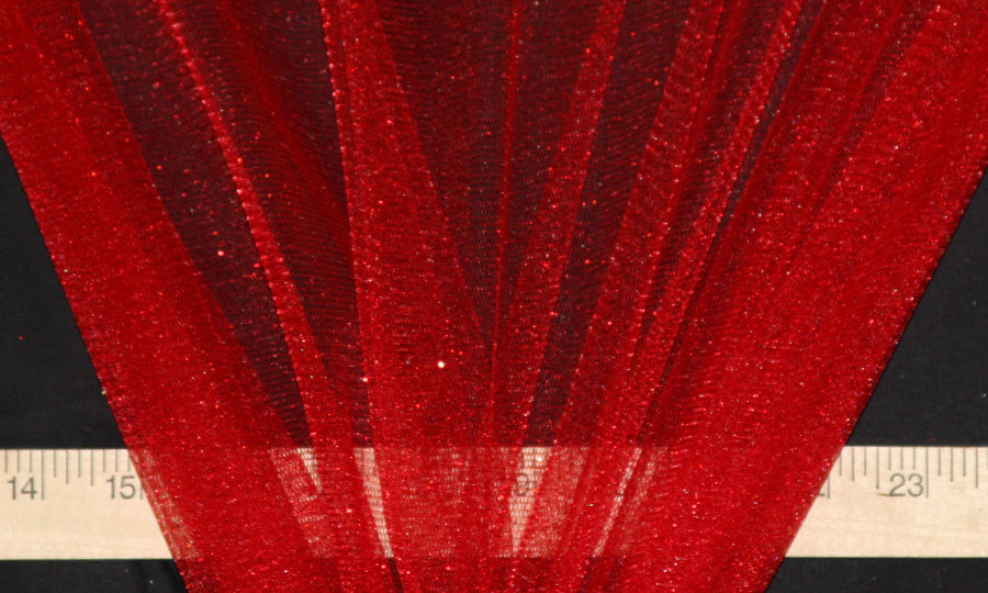 Red Sparkle Glitter Tulle Fabric