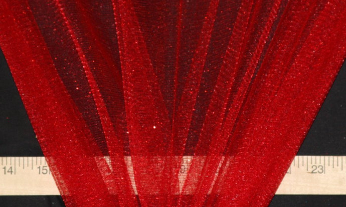 Red Sparkle Glitter Tulle - WHOLESALE FABRIC - 15 Yard Bolt