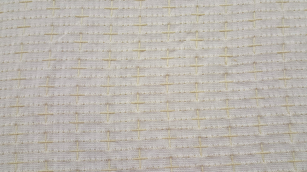 Discount Fabric OPEN WEAVE DRAPERY Winter White & Cream Stripe