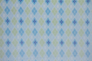 Minky Fabric--Argyle Blue & Sage Green