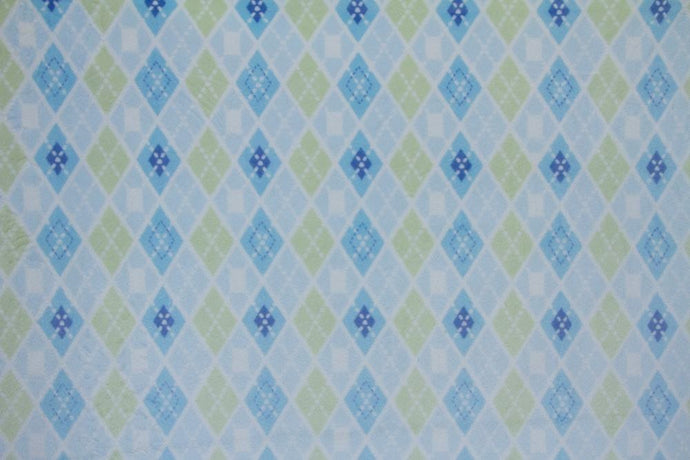 Minky Fabric--Argyle Blue & Sage Green