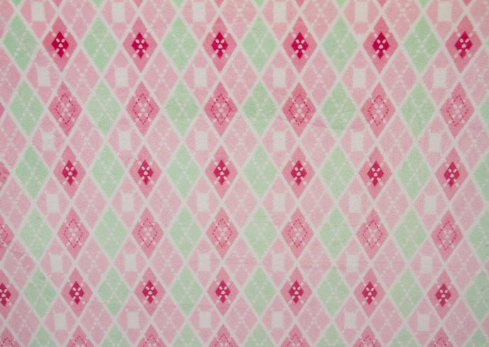 Minky Fabric--Argyle Pink