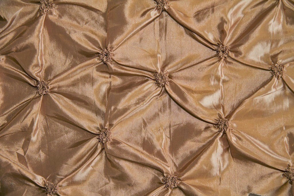 Antique Gold Button Tuck Taffeta Fabric