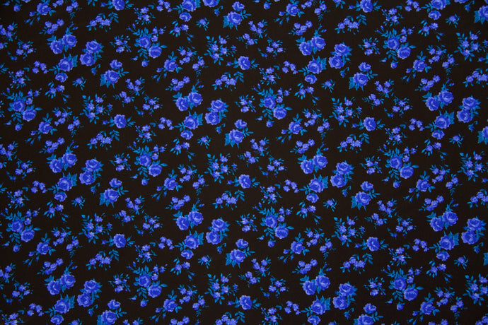 Periwinkle, Teal & Black Floral Koshibo Fabric