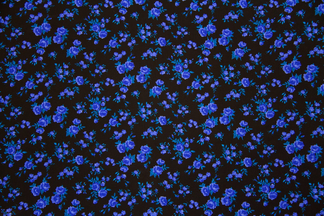 Periwinkle, Teal & Black Floral Koshibo Fabric