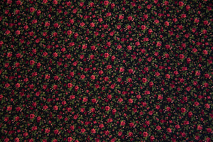 Burgundy, Rose & Black Floral Koshibo Fabric