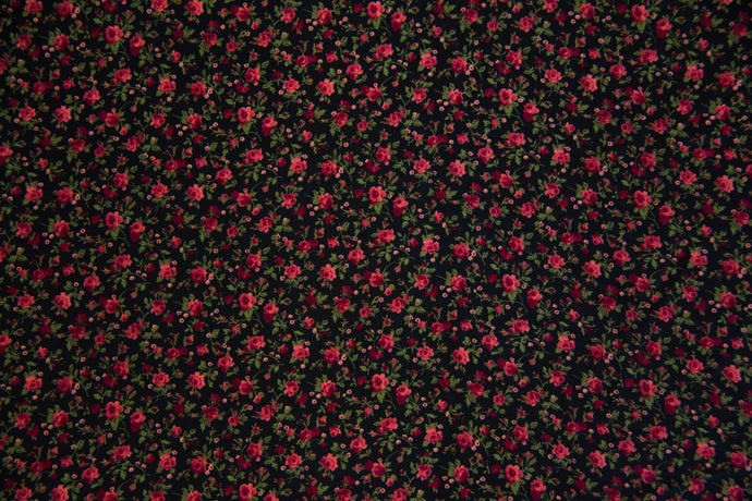 Burgundy, Rose & Black Floral Koshibo Fabric