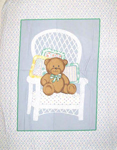 Teddy In Chair 100% Cotton Baby Panel Fabric