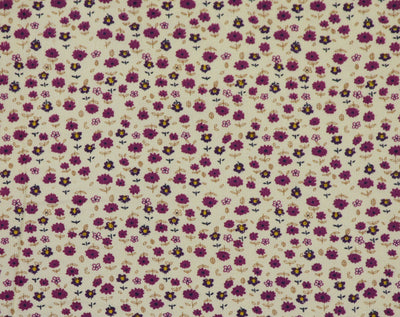 Purple Floral on Cream Corduroy
