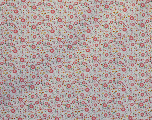 Pink Floral on White Corduroy