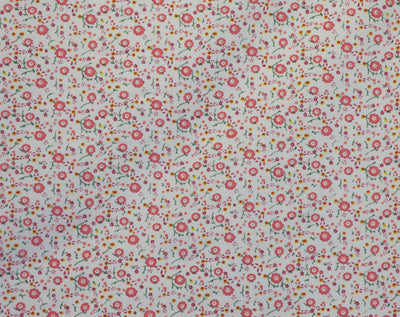 Pink Floral on White Corduroy