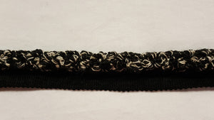 1/2" Black & Oatmeal Decorative Cord With Lip