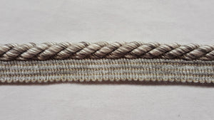 3/8" Taupe & Silver Decorative Cord With Lip