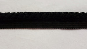1/2" Black Decorative Cord With Lip