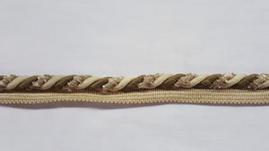 1/2" Taupe & Oatmeal Decorative Cord With Lip