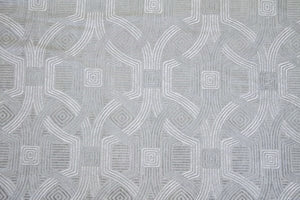 Discount Fabric DRAPERY Gray & Winter White Geometric Interlock