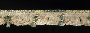 2 1/4" Cream, Yellow, Blue & Light Aqua Decorative Fringe With Double Mini Tassels - 5 Yards