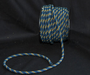 1/4" Teal Blue, Royal Blue & Gold Decorative Cording