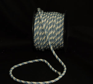 1/4" Blue & Beige Decorative Cord Trim- 5 Yards