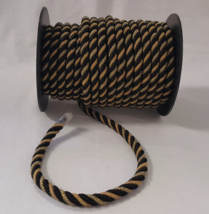 3/8" Black, Light Sage & Taupe Decorative Cording - 5 Yards