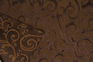 Discount Fabric JACQUARD Dark Brown Scroll Drapery